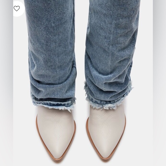 Steve Madden Lassy Denim Cowboy Boot Frayed Hem Western Festival | Size 5M - Picture 4 of 16